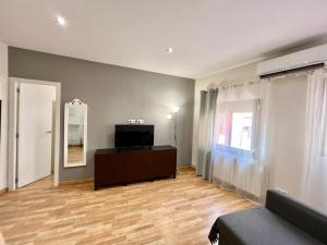Televízia a/alebo spoločenská miestnosť v ubytovaní Comfortable renovated flat, WiFi!