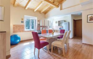 een keuken en eetkamer met een tafel en stoelen bij 3 Bedroom Beautiful Home In Skicini in Juršići