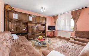 a living room with a couch and a table at Stunning Home In Ozalj With 5 Bedrooms, Wifi And Outdoor Swimming Pool in Mahično