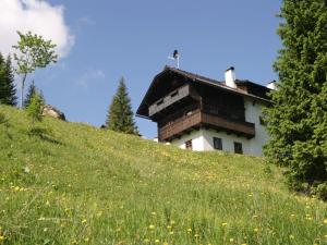 a house on the side of a grassy hill at Apartment in Nassfeld Carinthia with sauna and pool in Schlanitzen