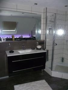 een badkamer met een wastafel en een douche bij Ambiente in Mehren