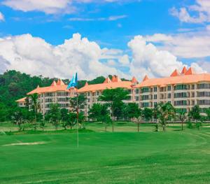 a view of the resort from the golf course at Happy City Golf & Resort in Chiang Rai