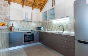 a kitchen with a sink and a stove top oven at Stunning Home In Unesic in Unešić