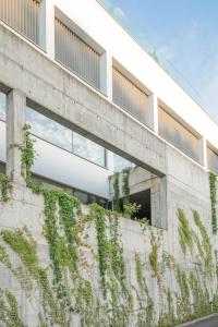 a building with ivy growing on the side of it at Green Loft Gdynia in Gdynia