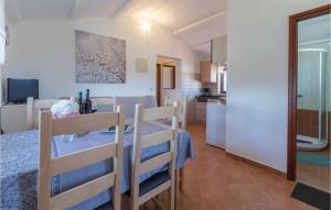 a dining room and kitchen with a table and chairs at Amazing Apartment In Pazin With Wifi in Katun Lindarski