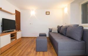 a living room with a couch and a flat screen tv at 3 Bedroom Beautiful Home In Veli Iz in Veli Iž