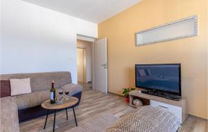 a living room with a couch and a flat screen tv at Lovely Apartment In Podstrana With Wifi in Sveti Martin