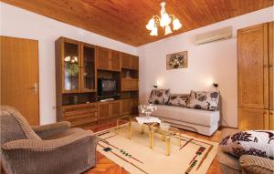 a living room with a couch and a tv at Beautiful Home In Nedescina With Outdoor Swimming Pool in Ružići