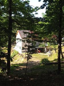 Biały dom w środku lasu w obiekcie Cascina Marasca Appartamento Viola w mieście Martina Olba