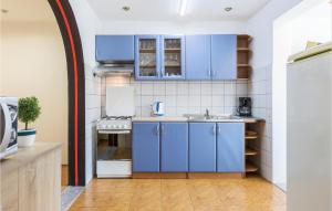 eine Küche mit blauen Schränken und einer Spüle in der Unterkunft 2 Bedroom Stunning Apartment In Pula in Pula