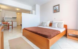 1 dormitorio con 1 cama grande en una habitación en Gorgeous Apartment In Baska Voda With Wifi, en Baška Voda