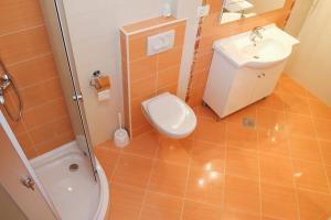 a bathroom with a toilet and a sink at Apartment Anna Maria in Promajna +16 photos