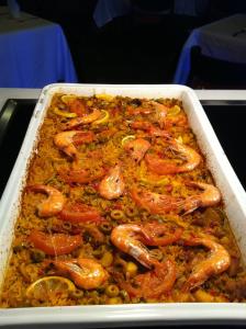 a casserole dish of food with shrimp and beans at Hotel Emilio Moretti in Laayoune
