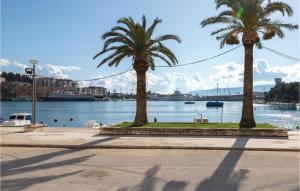 two palm trees on the side of a body of water at Two-Bedroom Apartment In Ploce in Ploče