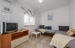 a living room with a couch and a tv at Amazing Apartment In Porec With 2 Bedrooms And Wifi in Poreč