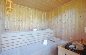 a wooden sauna with a tub in a room at Amazing Home In Lopatinec With Jacuzzi in Lopatinec