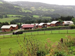 eine Gruppe von Häusern auf einem Hügel mit einem grünen Feld in der Unterkunft Chalet in St Georgen ob Murau near ski area in Sankt Georgen ob Murau