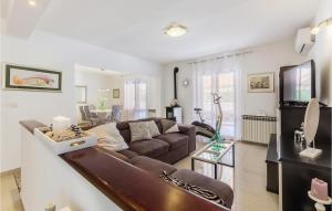 a living room with a couch and a tv at Amazing Home In Labin With Jacuzzi in Labin