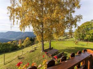 uma vista para um parque com uma árvore e um banco em Holiday home in Eberstein near Woerthersee em Eberstein