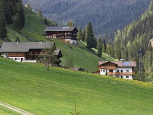 a group of houses on a hill with a green field at Home with a wooden decor and full of atmosphere in Außervillgraten