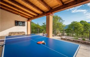 eine blaue Tischtennisplatte auf einer Terrasse in der Unterkunft 3 Bedroom Cozy Home In Vid in Vid