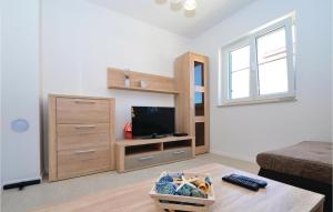 un soggiorno con letto e TV di Awesome Apartment In Privlaka With Kitchen a Batalaži