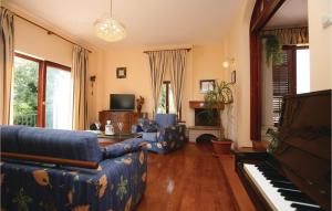salon z kanapą i pianinem w obiekcie Beautiful Home In Kapelica With 4 Bedrooms, Wifi And Outdoor Swimming Pool w mieście Raša