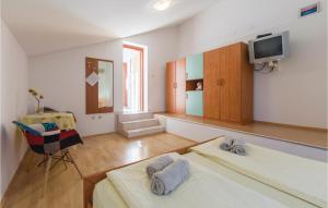 โทรทัศน์และ/หรือระบบความบันเทิงของ Cozy Apartment In Porec With Wifi