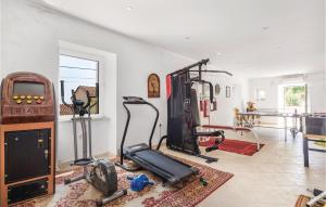 a room with a gym with exercise equipment in it at Lovely Home In Bregi With Wifi in Opatija