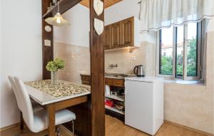 a small kitchen with a table and a sink at Beautiful Apartment In Omisalj With Wifi in Omišalj