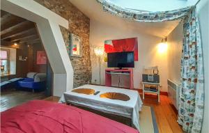 a bedroom with a bed and a tv in it at Cozy Home In Ambleteuse With Wifi in Ambleteuse