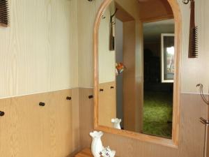 a bathroom with a mirror on the wall at Holiday home in Cattenstedt Harz with garden in Cattenstedt