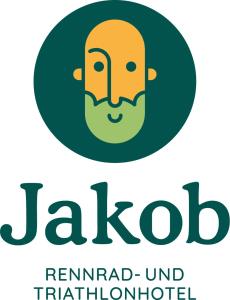 a logo for a restaurant with a man with a beard at Rennrad- & Triathlonhotel Jakob in Fuschl am See