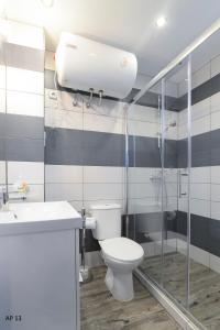 een badkamer met een toilet en een wastafel bij Apartament Luba in Krynica Morska