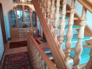 a staircase leading up to a house with a swimming pool at Attractive Apartment in Silbecke with Garden in Attendorn