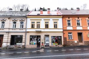 a group of buildings on the side of a street at Tuan Long Apartments in Jáchymov +16 photos