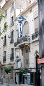 a hotel sign on the side of a building at Hotel del Prado in Buenos Aires
