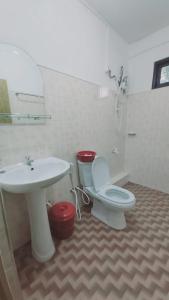 łazienka z toaletą i umywalką w obiekcie Green Gregory Villa Nuwara Eliya w mieście Nuwara Eliya