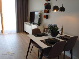Televízia a/alebo spoločenská miestnosť v ubytovaní Apartament Amber - AZW Gdańsk