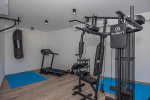 un gimnasio con varias máquinas de correr en una habitación en Villa 21 Crikvenica Riviera, en Bribir