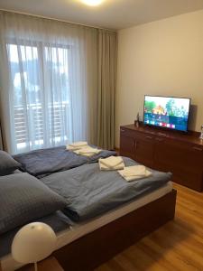 Katil atau katil-katil dalam bilik di Premium 116m2 Apartment Donovaly