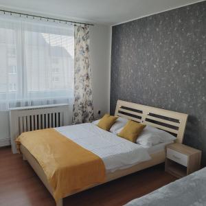1 dormitorio con cama y ventana en Apartmán ZUZKA en Veľká Lomnica