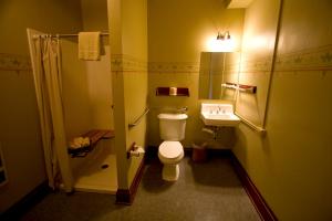 a bathroom with a toilet and a sink and a shower at McMenamins Edgefield in Troutdale