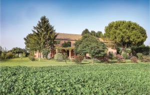 a house with a field of crops in front of it at Carustica in Ca Lino