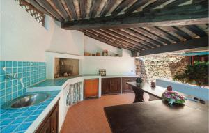 eine Küche mit einer Spüle und einer Arbeitsplatte in der Unterkunft Villa Rosalba in Olbia