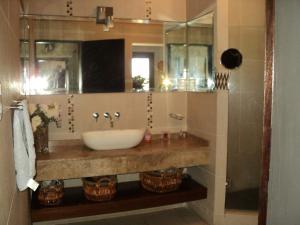 La salle de bains est pourvue d'un lavabo et d'une douche. dans l'établissement Serendipity, à San Pedro