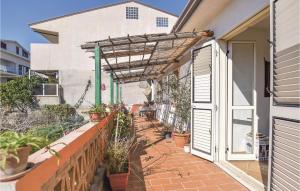un patio avec des plantes en pot dans un bâtiment dans l'établissement Casa Brancaleone, à Brancaleone Superiore
