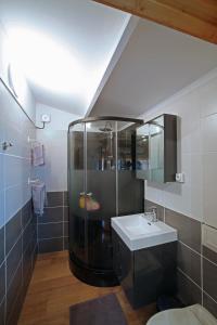 a bathroom with a shower and a sink at La Lavande in Camaret-sur-Aigues