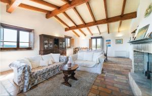 Monte CastelliにあるStunning Home In Citt Di Castello Pg With Wifi, Private Swimming Pool And Outdoor Swimming Poolのリビングルーム(ソファ2台、暖炉付)