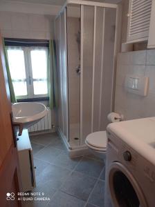 ein Badezimmer mit einem WC, einem Waschbecken und einer Waschmaschine in der Unterkunft canton 520 camera matrimoniale e appartamento self check in in Livigno